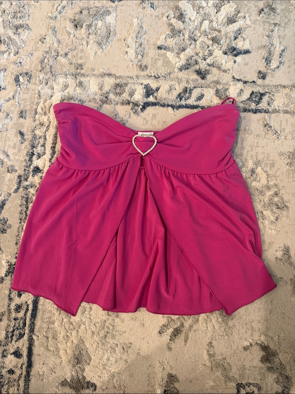 Urban Outfitters Hot Pink Strapless Mini Skirt with Heart Accent